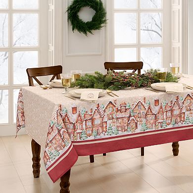 Elrene Home Fashions Gingerbread Bliss Holiday Rectangle Tablecloth