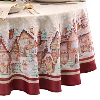 Elrene Home Fashions Gingerbread Bliss Holiday Round/Oval Tablecloth