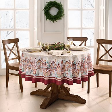 Elrene Home Fashions Gingerbread Bliss Holiday Round/Oval Tablecloth