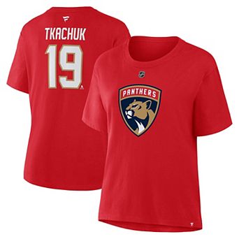 Women's Fanatics Matthew Tkachuk Red Florida Panthers Authentic Stack Name & Number T-Shirt