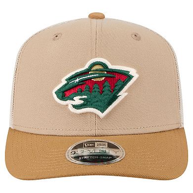 Men's New Era Tan/Light Brown Minnesota Wild Two-Tone Trucker 9SEVENTY Stretch Snap Adjustable Hat