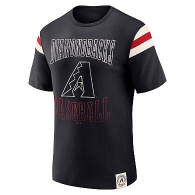 Men's Darius Rucker Collection by Fanatics Black Arizona Diamondbacks Distressed Sleeve Stripe T-Shirt