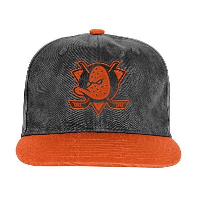 Youth Outerstuff Black/Orange Anaheim Ducks True Retro Deadstock Adjustable Hat
