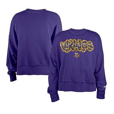 Girl's New Era Purple Minnesota Vikings Flip Sequin Sweatshirt