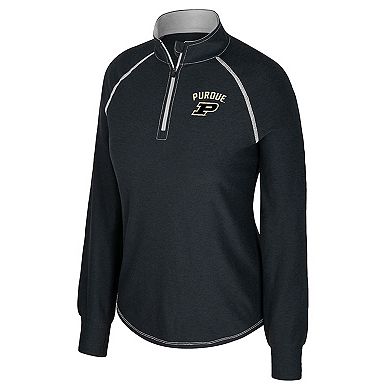 Women's Colosseum Black Purdue Boilermakers Bikram Raglan Quarter-Zip Top