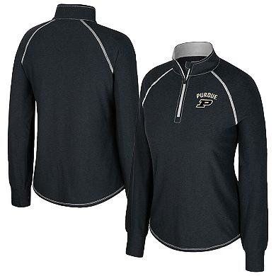 Women's Colosseum Black Purdue Boilermakers Bikram Raglan Quarter-Zip Top
