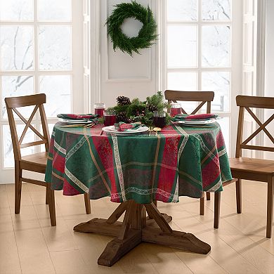 Elrene Home Fashions Merry and Festive Jacquard Round/Oval Tablecloth