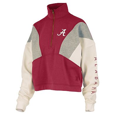 Women's Pressbox Crimson Alabama Crimson Tide Ferrara Color Block Quarter-Zip Sweatshirt