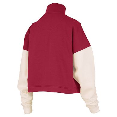 Women's Pressbox Crimson Alabama Crimson Tide Ferrara Color Block Quarter-Zip Sweatshirt