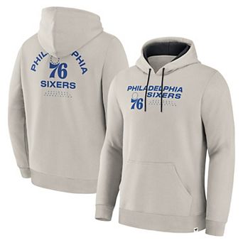 Men's Fanatics Off White Philadelphia 76ers Crossover Collection Blocked Shot Premium Pullover Hoodie