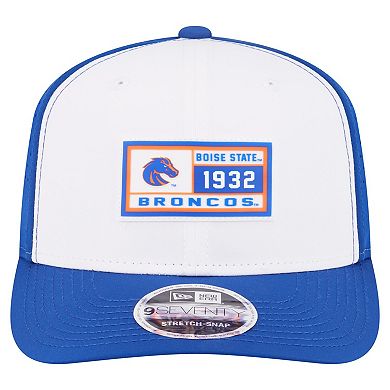Men's New Era White/Royal Boise State Broncos Perforated Patched 9SEVENTY Adjustable Hat
