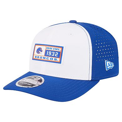 Men's New Era White/Royal Boise State Broncos Perforated Patched 9SEVENTY Adjustable Hat
