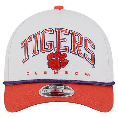 Men's New Era White/Orange Clemson Tigers Arch Two-Tone Rope 9FORTY A-Frame M-Crown Adjustable Hat
