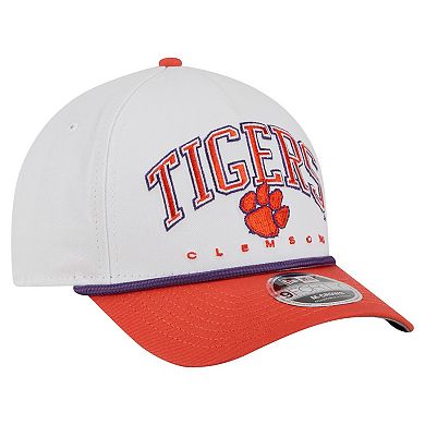 Men's New Era White/Orange Clemson Tigers Arch Two-Tone Rope 9FORTY A-Frame M-Crown Adjustable Hat