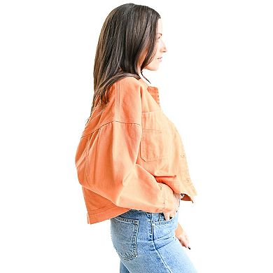 Women's Gameday Social Orange Texas Longhorns Full-Button Cropped Shacket