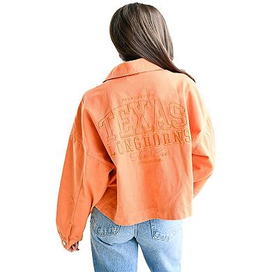 Women's Gameday Social Orange Texas Longhorns Full-Button Cropped Shacket