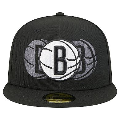 Men's New Era Black Brooklyn Nets Tri-Hit 59Fifty Fitted Hat