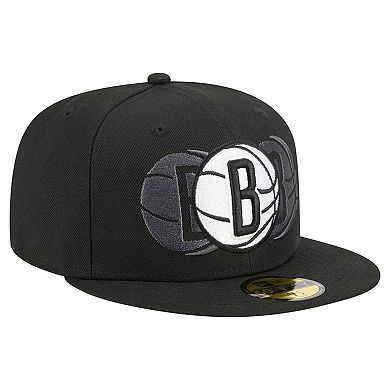 Men's New Era Black Brooklyn Nets Tri-Hit 59Fifty Fitted Hat