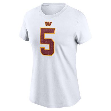 Women's Nike Jayden Daniels White Washington Commanders Super Bowl Era Name & Number T-Shirt
