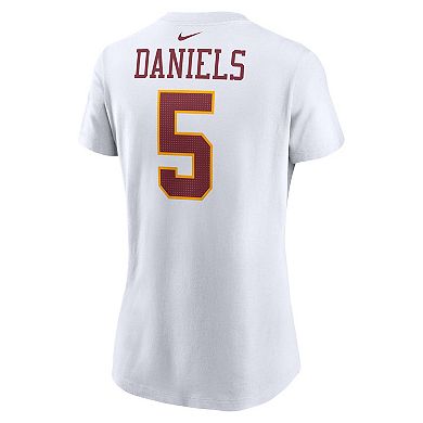 Women's Nike Jayden Daniels White Washington Commanders Super Bowl Era Name & Number T-Shirt