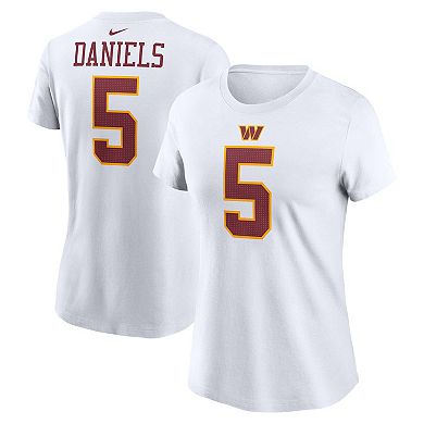 Women's Nike Jayden Daniels White Washington Commanders Super Bowl Era Name & Number T-Shirt