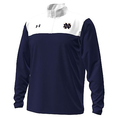 Men's Under Armour Navy/White Notre Dame Fighting Irish Green Blocked Quarter-Zip Pullover