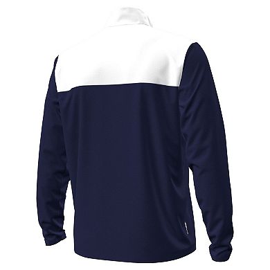 Men's Under Armour Navy/White Notre Dame Fighting Irish Green Blocked Quarter-Zip Pullover