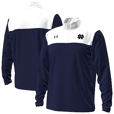 Men's Under Armour Navy/White Notre Dame Fighting Irish Green Blocked Quarter-Zip Pullover