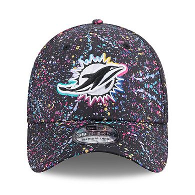 Men's New Era Black Miami Dolphins 2025 NFL Crucial Catch 39THIRTY Flex Hat