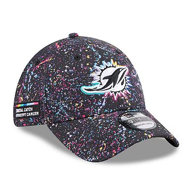 Men's New Era Black Miami Dolphins 2025 NFL Crucial Catch 39THIRTY Flex Hat