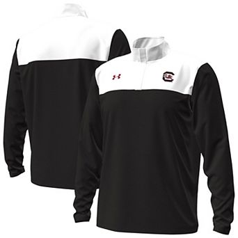 Men's Under Armour Black/White South Carolina Gamecocks Green Blocked Quarter-Zip Pullover