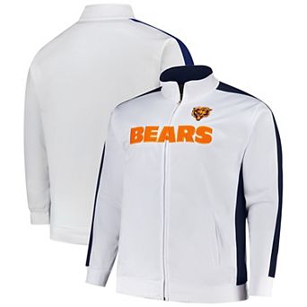 Men's Fanatics White Chicago Bears Big & Tall Tricot Full-Zip Track Jacket