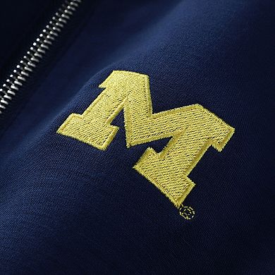 Women's ZooZatz Navy Michigan Wolverines Tri-Blend Quarter-Zip Flowy Top