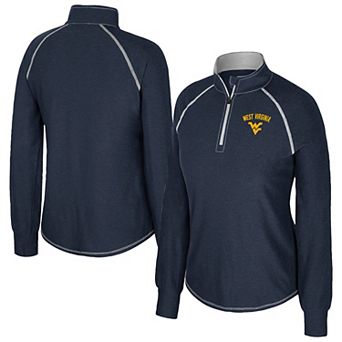 Women's Colosseum Navy West Virginia Mountaineers Bikram Raglan Quarter-Zip Top