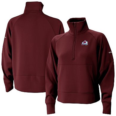 Women's Columbia Maroon Colorado Avalanche Wickhams Hills Raglan Omni-Wick Half-Zip Pullover