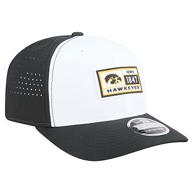 Men's New Era White/Black Iowa Hawkeyes Perforated Patched 9SEVENTY Adjustable Hat