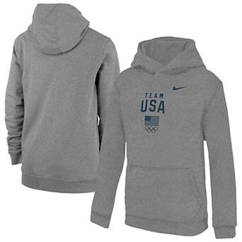 Youth Nike Gray Team USA Primary Club Fleece Hoodie