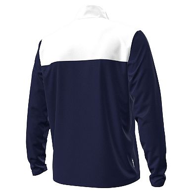 Men's Under Armour Navy/White Navy Midshipmen Green Blocked Quarter-Zip Pullover