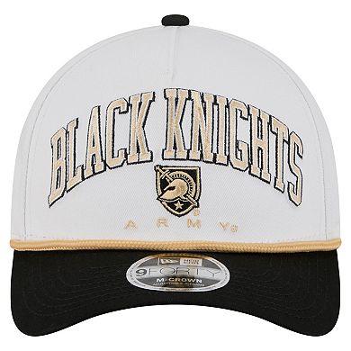 Men's New Era White/Black Army Black Knights Arch Two-Tone Rope 9FORTY A-Frame M-Crown Adjustable Hat