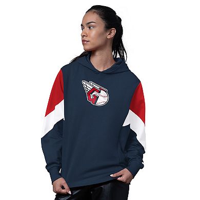 Women's Starter Navy Cleveland Guardians Scrimmage Pullover Hoodie