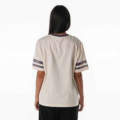 Women's The Wild Collective Cream Baltimore Ravens Vintage Drop Shoulder Oversized Boyfriend T-Shirt