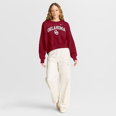Women's Nike Crimson Oklahoma Sooners Oversized Phoenix Arch Pullover Sweatshirt