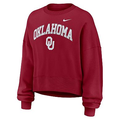 Women's Nike Crimson Oklahoma Sooners Oversized Phoenix Arch Pullover Sweatshirt