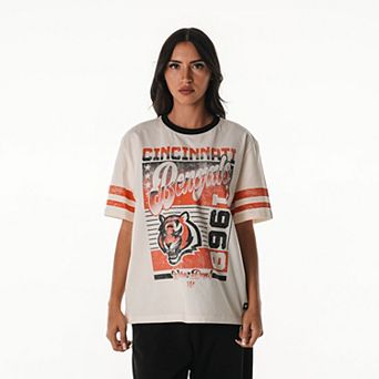 Women's The Wild Collective Cream Cincinnati Bengals Vintage Drop Shoulder Oversized Boyfriend T-Shirt