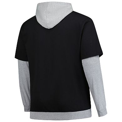 Men's Fanatics Black/Heather Gray Pittsburgh Steelers Big & Tall Twofer Pullover Hoodie