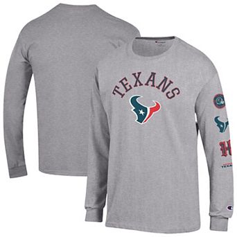 Men's Champion Heather Gray Houston Texans Seal Long Sleeve T-Shirt