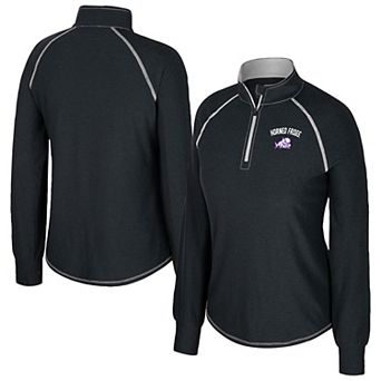 Women's Colosseum Black TCU Horned Frogs Bikram Raglan Quarter-Zip Top