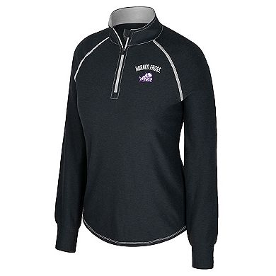 Women's Colosseum Black TCU Horned Frogs Bikram Raglan Quarter-Zip Top