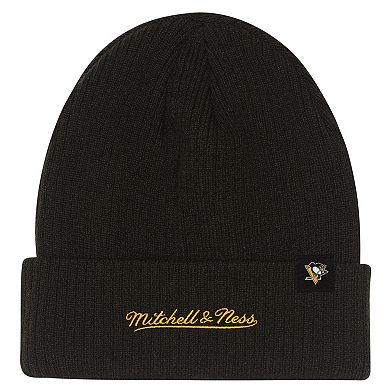 Youth Mitchell & Ness Black Pittsburgh Penguins Neon Line Lights Cuffed Knit Hat