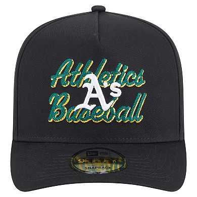 Men's New Era Black Athletics Chainstitch 9FIFTY A-Frame Snapback Hat